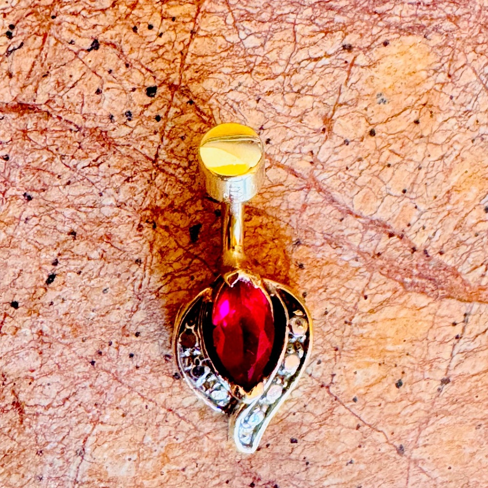 Genuine Gold Ruby Gemstone Belly Button Ring